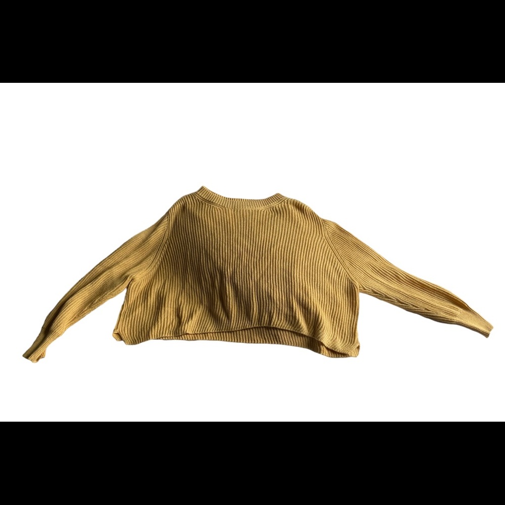 Yellow crew neck cotton on knit sweater